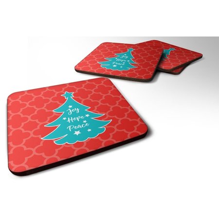 CAROLINES TREASURES Christmas Tree Red Teal Foam Coasters - Set of 4 BB6969FC